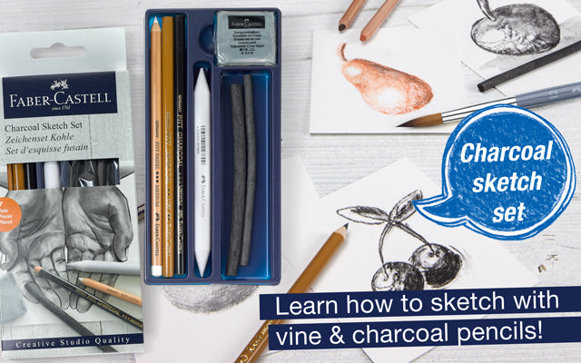 compressed charcoal sticks Drawing Class Essential Tools Kit