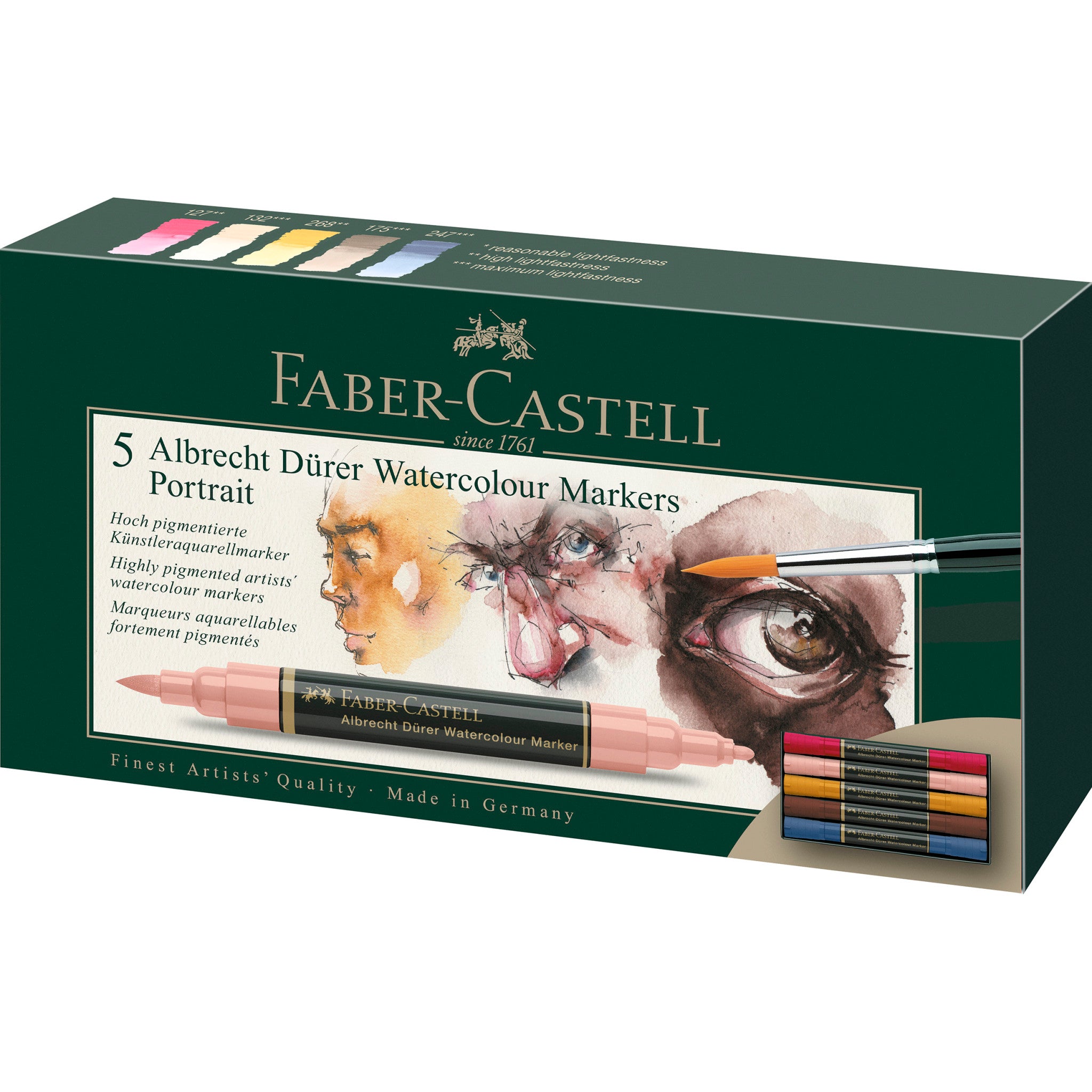 Faber-Castell Albrecht Dürer Watercolor Markers - Plein Air Tones, Set of 5