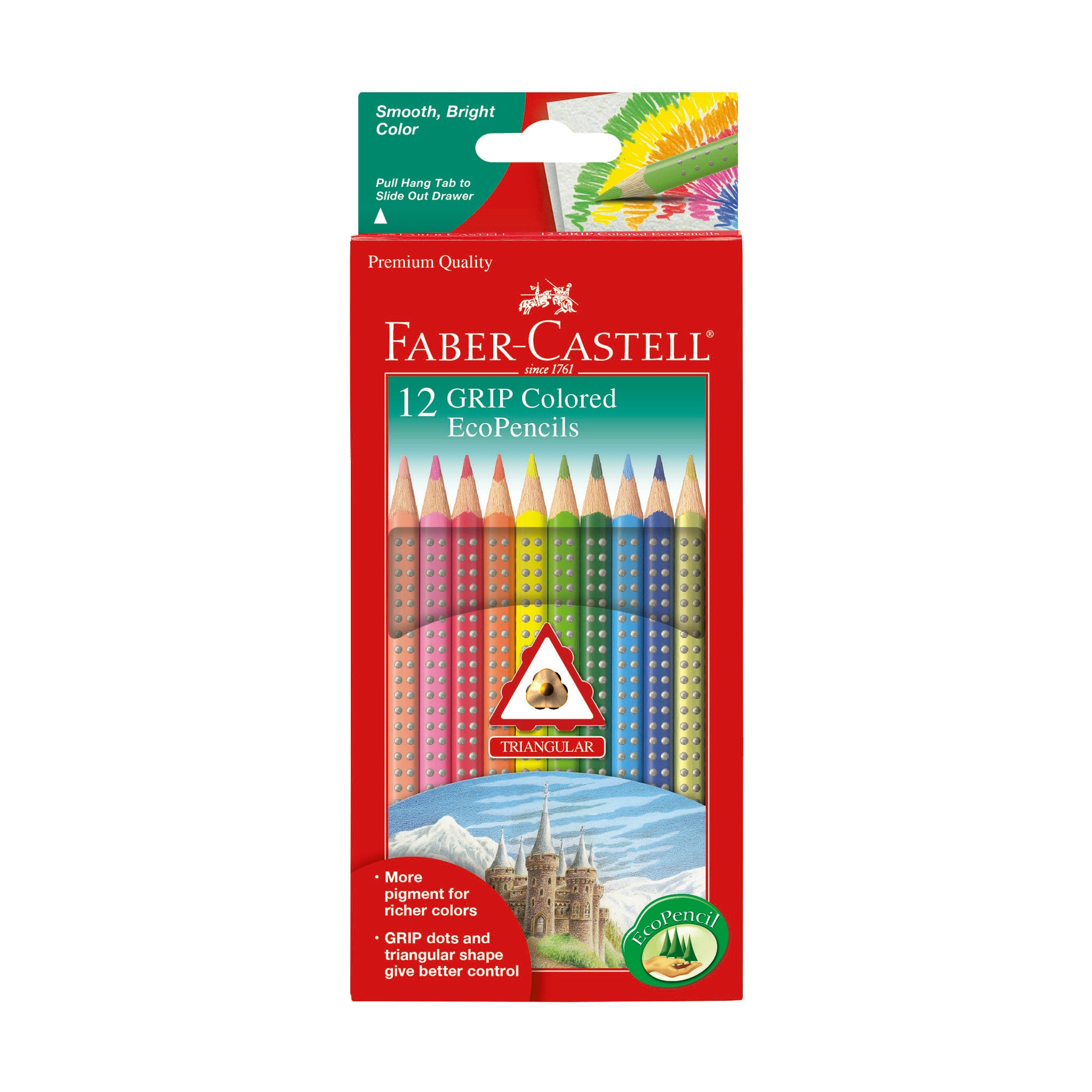 Faber Castell GRIP Triangular Colored Pencils 12 count