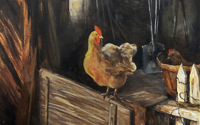 Chicken acrylic painting