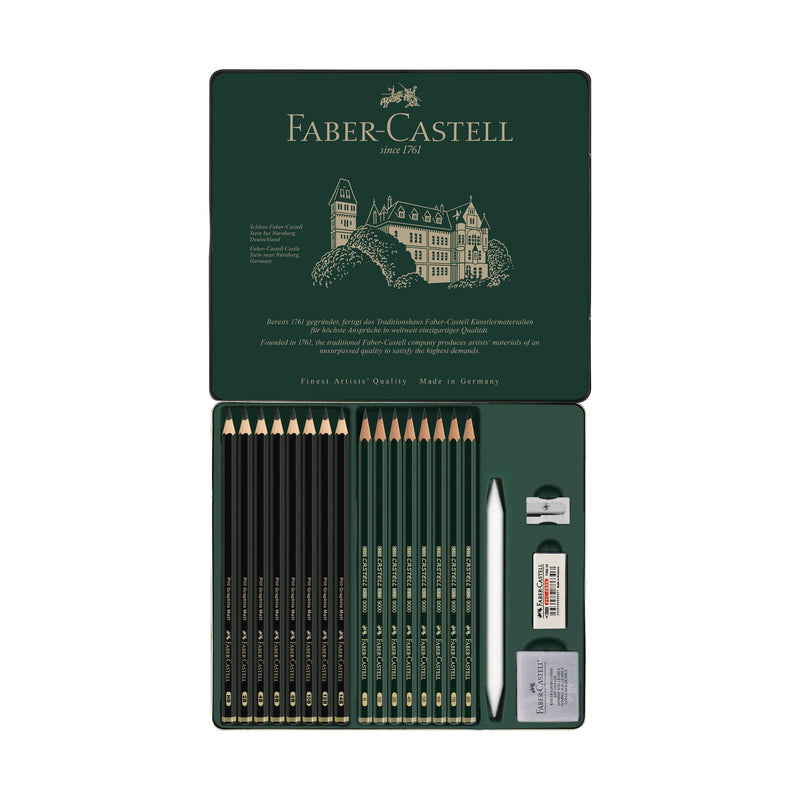 Faber-Castell Sketching and Accessories Set - Castell 9000 Graphite Pencils  and Eraser Pencils - Art Pencils for Drawing and Shading