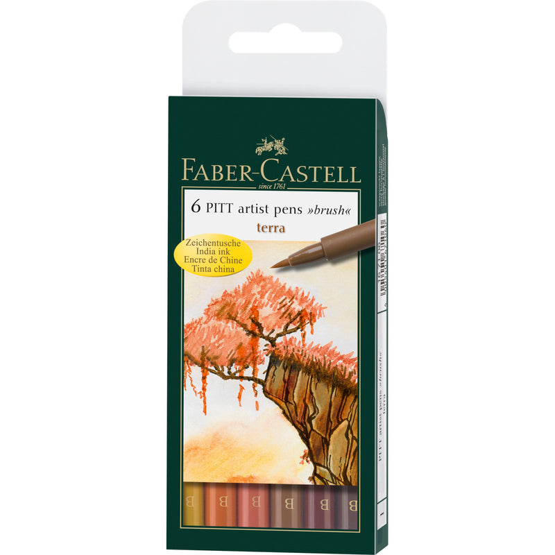 Faber-Castell Pitt Artist Brush Pen Set of 6 - Terra