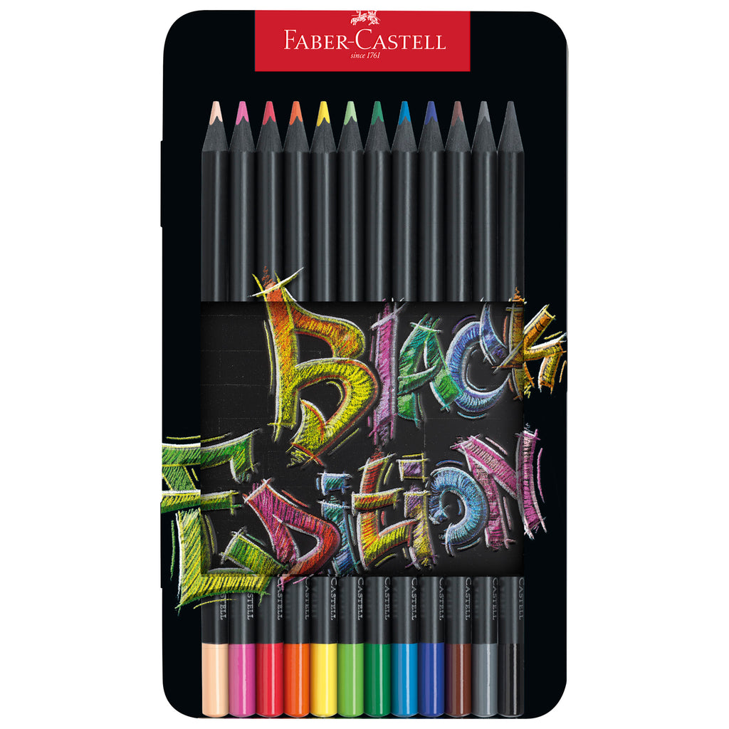 Faber-Castell Black Edition 116490 Colouring Pencils, 100 Metal Case,  Shatterproof, for Children and Adults
