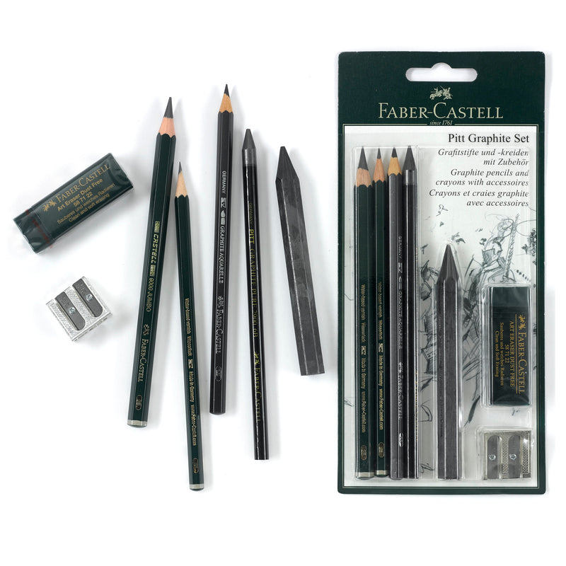 Faber-Castell : Pitt : Graphite Matt & Castell 9000 : Set of 16 Pencils & 4  Accessories