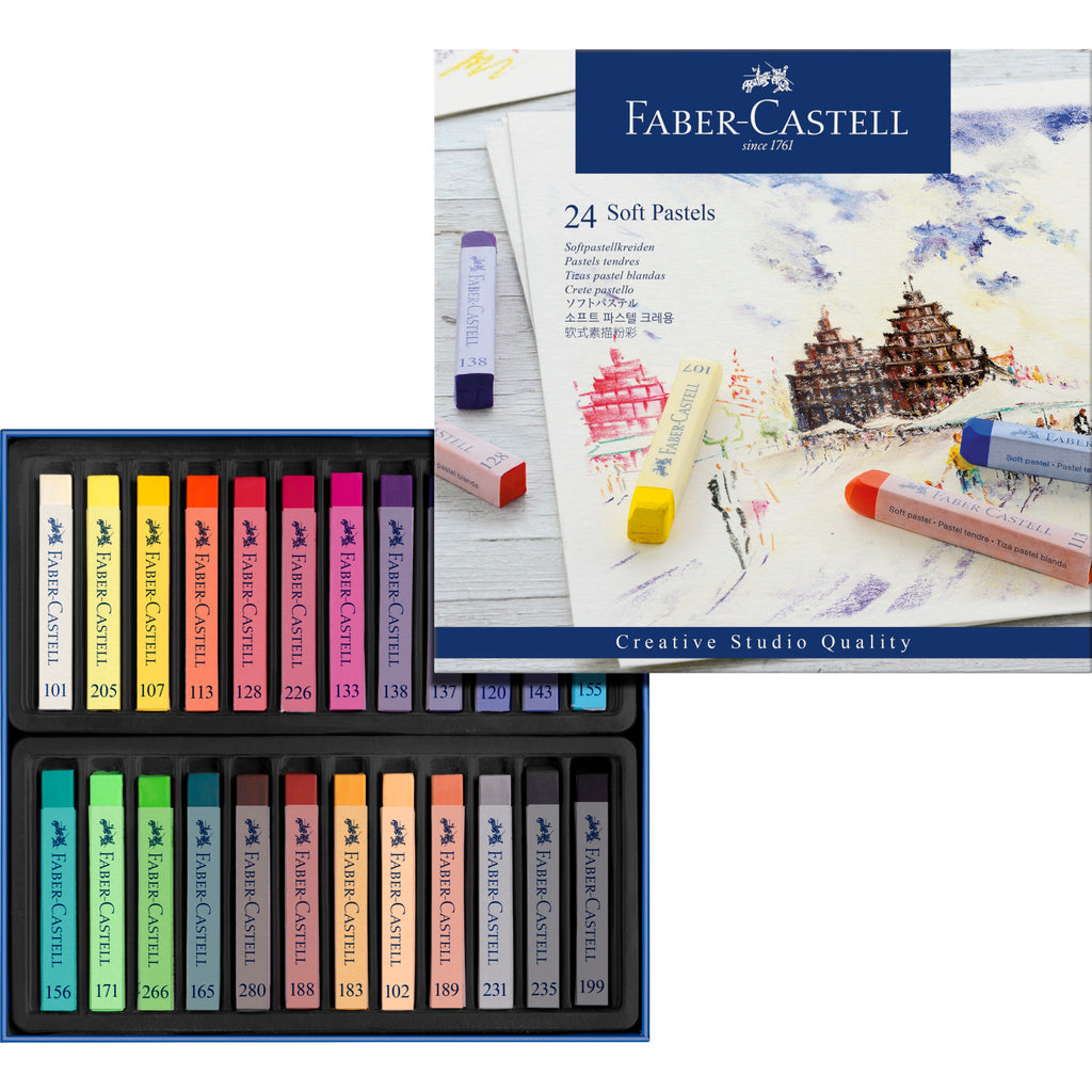 FABER-CASTELL Creative Studio Soft Pastel Mini Sticks (1.25”) - 24 Vivid  Colors, Assorted